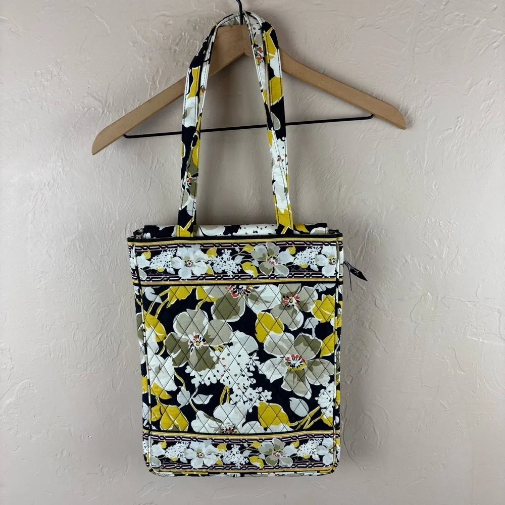 Vera Bradley Yellow and Black Floral Tote Bag Laptop Checkpoint Friendly Travel